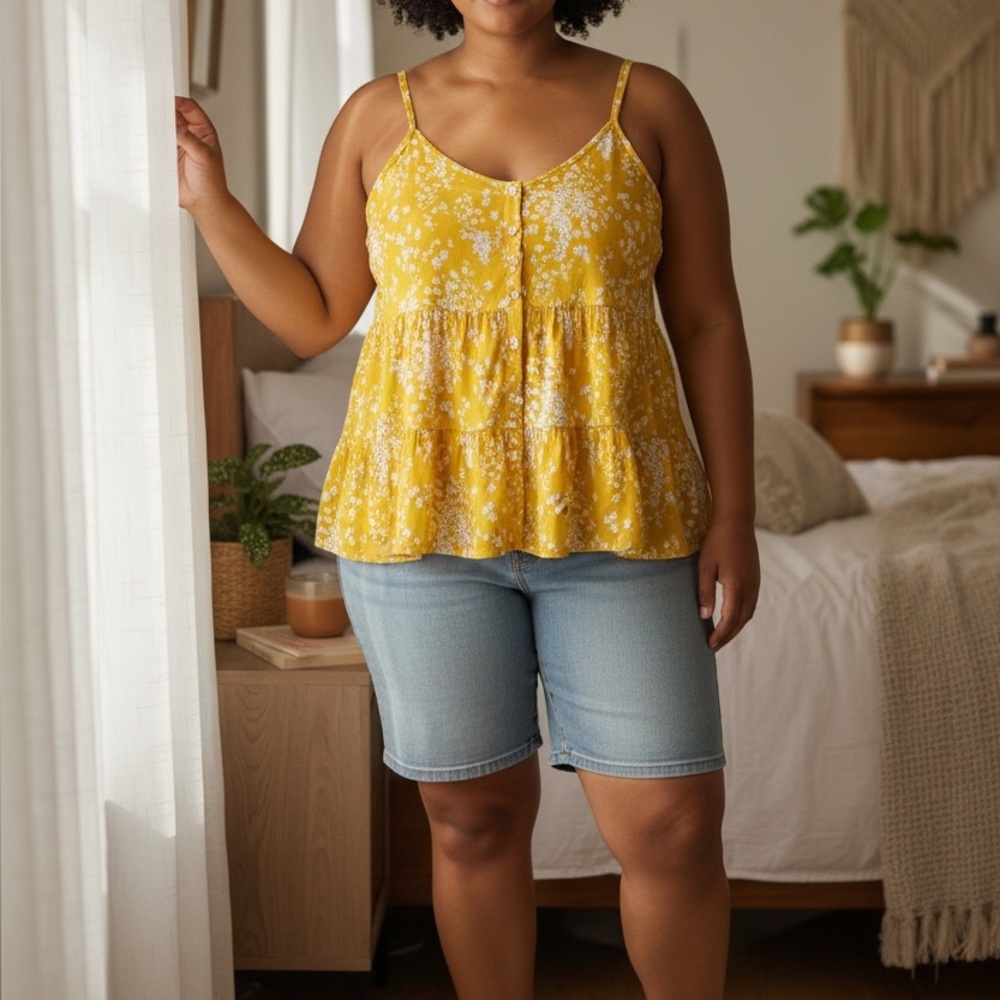 Torrid sleeveless Yellow Floral Women's Top size 1X new